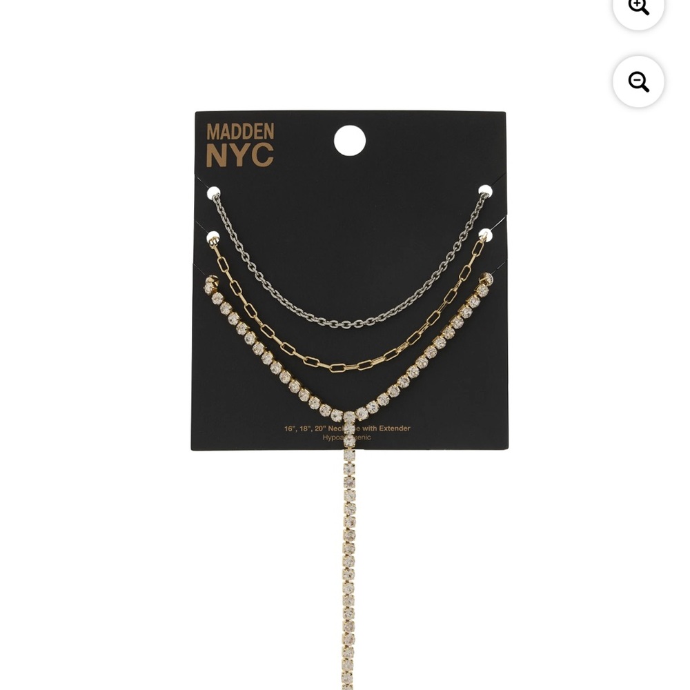 Madden NYC Rhinestone Y Necklace Gold and Silver Bling, Party Set